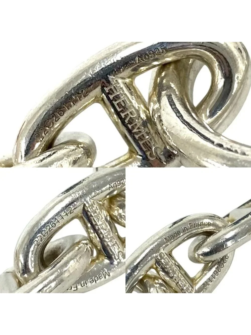 Hermes Chaine D'ancre GM 13 Frame Bracelet 925 Sterling Silver